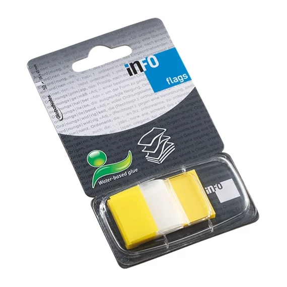 Oldaljelölő műanyag Info Notes Info Flag 25x43 mm 50 lapos áttetsző sárga