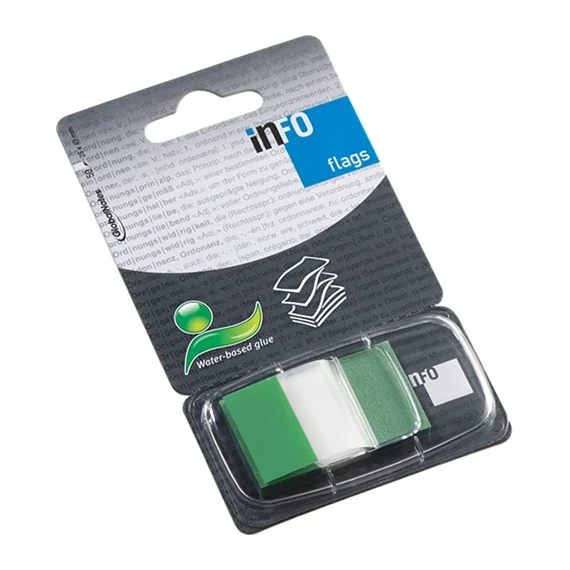 Oldaljelölő műanyag Info Notes Info Flag 25x43 mm 50 lapos áttetsző zöld