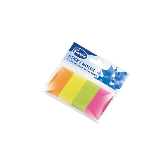 Oldaljelölő papír Forofis 20x50mm 4x40 lapos vegyes színekben