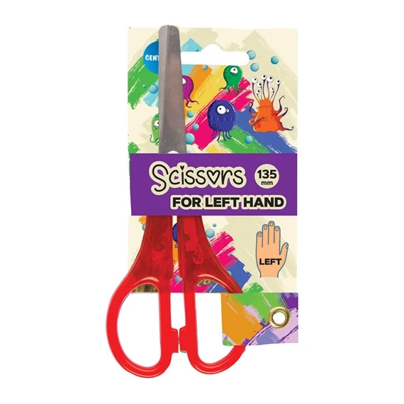 Olló Centrum 13.5 cm balkezes iskolai kerek bliszteres