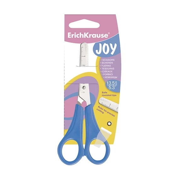 Olló ErichKrause 13,5 cm iskolai kerek bliszeteres Joy