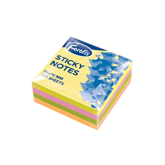 Öntapadós jegyzettömb Forofis 76x76 mm 320 lapos vegyes színekben
