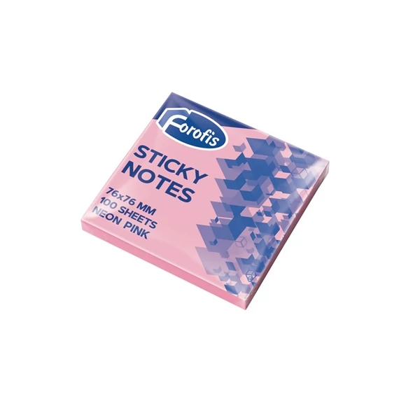 Öntapadós jegyzettömb Forofis 76x76 mm 80 lapos neon pink