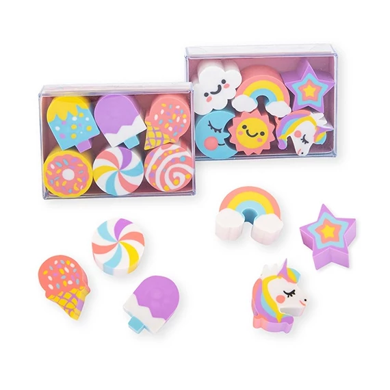 Radír Trendhaus Unicorn & Candy 6 db/doboz, 2 féle készlet