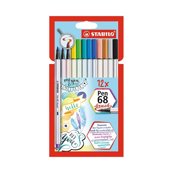 Ecsetfilc Stabilo Pen 68 brush 12 db-os készlet