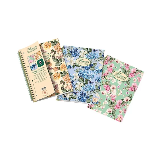 Spirálfüzet Pigna Nature Flowers A/4 120 lapos mikroperforált kockás