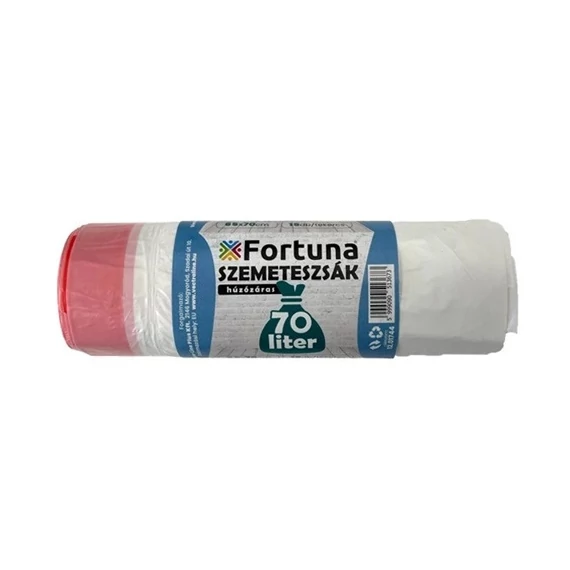 Szemeteszsák Fortuna 70l húzózáras fehér 65x70 cm 15 db/csomag
