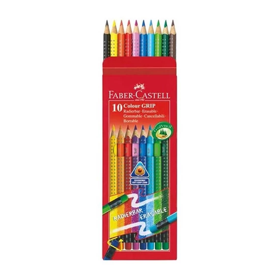 Színes ceruza Faber-Castell  Grip 2001 10 db színes radírral