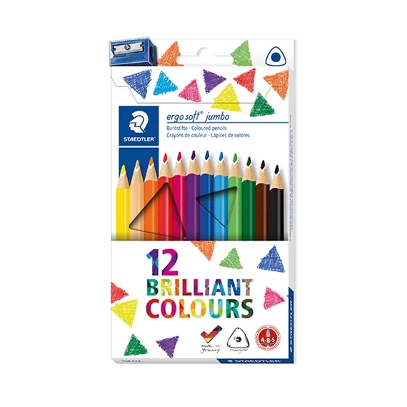 Színes ceruza Staedtler Ergosoft Jumbo Neon háromszögletű 12db-os klt. hegyezővel