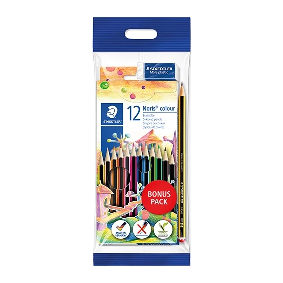 Színes ceruza Staedtler Noris Club 12 db-os klt. ajándék ceruza és radír