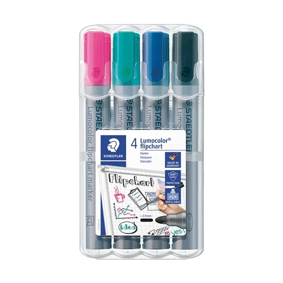 Táblamarker Staedtler Lumocolor flipchart kerek 4 db-os klt. (pink, türkiz, kék, fekete)