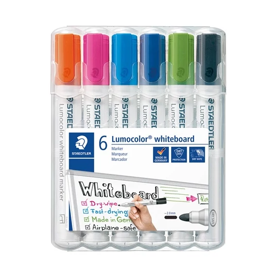 Táblamarker Staedtler Lumocolor kerek 6 db-os klt. (narancs, pink, világoskék, sötétkék, világoszöld, fekete)
