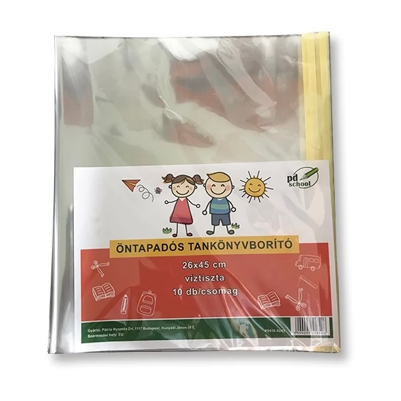 Tankönyvborító pd 25x45 cm öntapadós PP 0,07 mm 10 ív/csom víztiszta (közepes)