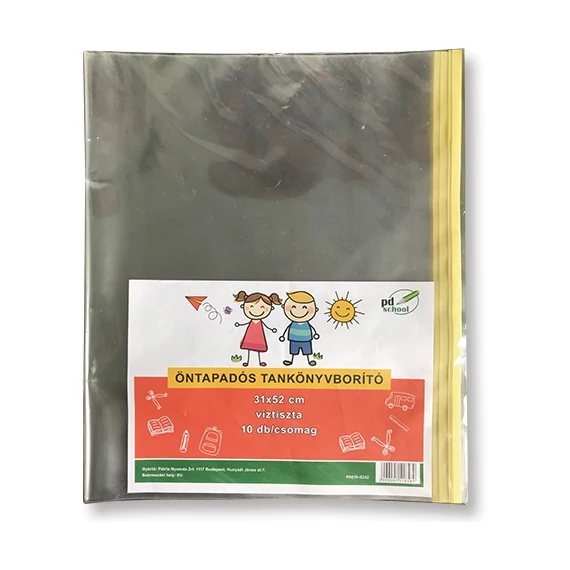 Tankönyvborító pd 31x52 cm öntapadós PP 0,07 mm 10 ív/csom víztiszta (nagy)