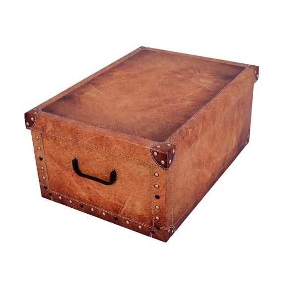 Tárolódoboz Miss Space MAXI 51x37x24 cm láda bőrmintás krém