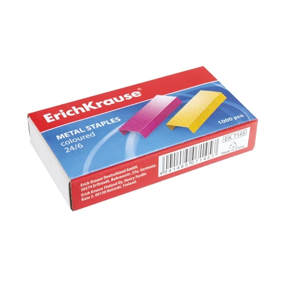Tűzőkapocs ErichKrause 24/6 1000 db/doboz színes