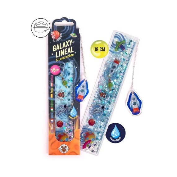 Vonalzó Trendhaus Space Adventure Galaxy könyvjelző funkcióval, 18 cm