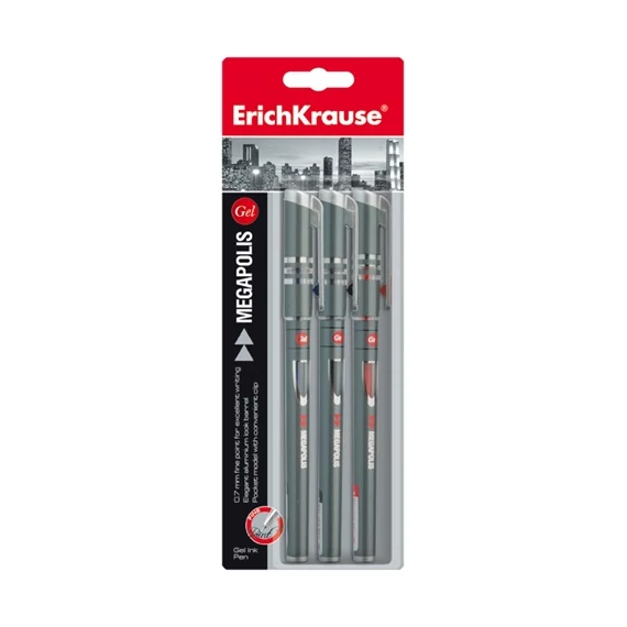 Zselés toll ErichKrause Megapolis 0,5 mm 3 db-os bliszter